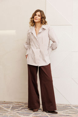 Костюм Gizart 5443 бело коричневый, шоколад джинс  фото 7