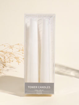 Набор свечей, 3.5х23 см, 2 шт "Башня" белый 4х9,5х25 см