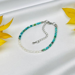 Браслет из Бирюзы и Жемчуга - Радуга самоцветов фото 2