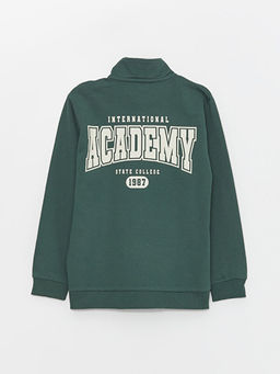 Dik Yaka Bask?l? Uzun Kollu Erkek ?ocuk Fermuarl? Sweatshirt - Waikiki фото 3