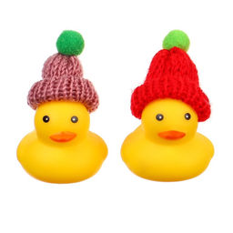 Резиновые игрушки для ванны Крошка Я «Уточки в шапке», 4 см, с пищалкой, в наборе 2 шт.