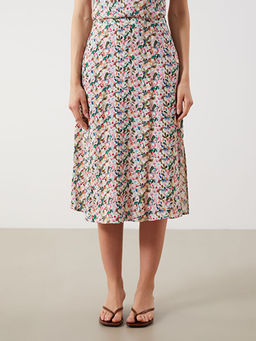 Beli Lastikli Y?rtma?l? ?i?ekli Etek