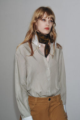 ZW COLLECTION CONTRAST STRIPED SHIRT - Zara фото 6