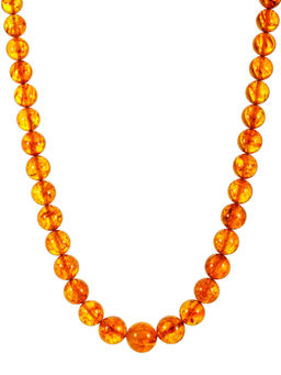 Яркие бусы Шары из натурального формованного янтаря коньячного цвета