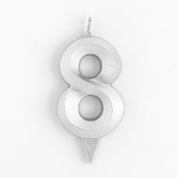 Цена за 3 шт. Свеча в торт «Цифра 8», серебряная, 6.5 см