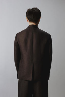 BLAZER CRUZADA TRAJE 100% LINO LIMITED EDITION / Marr?n - Zara фото 3