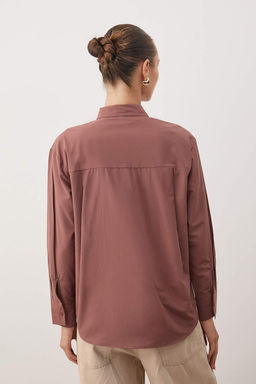 TRENDYOLMILLA Beyaz Tek Cepli Boyfriend/Genis Kal?p Pamuklu Dokuma Gomlek TWOAW20GO0115 фото 104