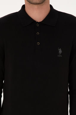 Erkek Slim Fit Polo Yaka Siyah Basic Kazak - U.s. polo assn фото 12