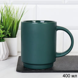 Кружка 400 мл Штабелируемая Изумрудная / Q-244 /уп 48/ ПРОМО АКЦИЯ