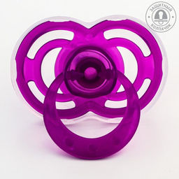 Соска - пустышка ортодонтическая, силикон, +6мес., Бантик, с колпачком, фиолетовый