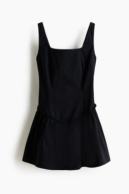 Flared-skirt cr?pe dress