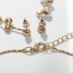 Набор 2 предмета: серьги, колье Изумление ветвь, цвет белый в золоте, 42 см