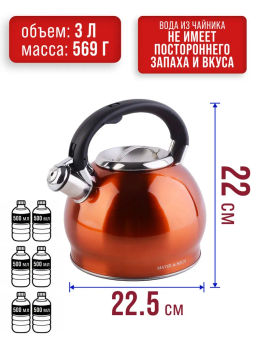 30959 Чайник со свистком 3,0л MB (х12) - Mayer&boch фото 6