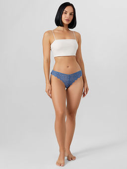 Цена за 2 штуки! Трусы бразилиана женские синие кружевные - Mark formelle фото 6