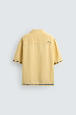 CAMISA VISCOSA - LINO BORDADOS CONTRASTE / Amarillo pastel - Zara фото 7
