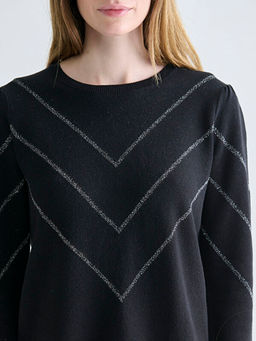 Bisiklet Yaka ?izgili Kad?n Triko Kazak