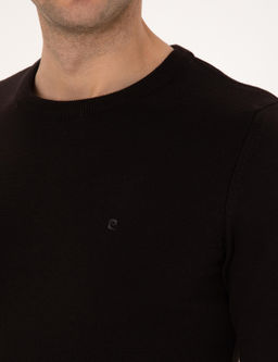Koyu Kahverengi Slim Fit Bisiklet Yaka Basic Triko Kazak