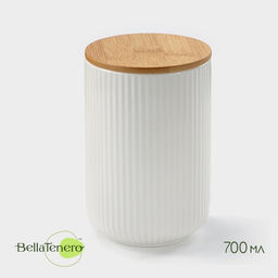 Банка для сыпучих BellaTenero, 800 мл, 10×15 см, фарфор, белая