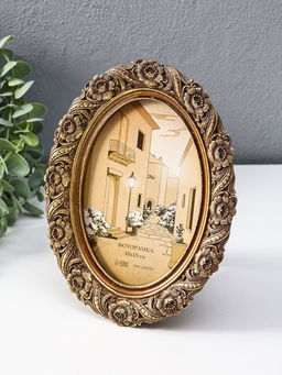 Фоторамка полистоун 10х15 см "Винтажные цветы" тёмное золото 15х1,5х20 см