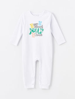 Bisiklet Yaka Uzun Kollu Bask?l? K?z Bebek Tulum