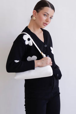 Martichelli Кардиган чёрный с белыми цветами  фото 5