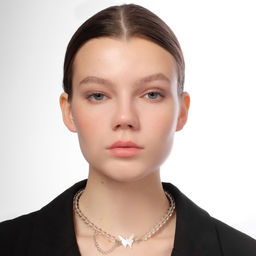 Чокер Бабочка с цепочкой, цвет белый в серебре, L= 40 см