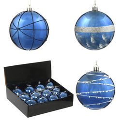 Набор из 12шт, Украшение новогоднее Шар "Синее вдохновение", D 8 см, L35 W27 H9 см