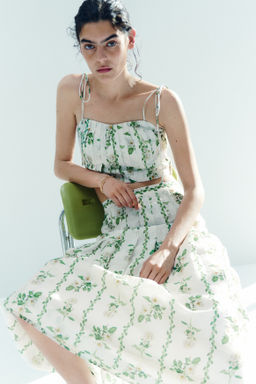 Crop top plisado en mezcla de lino - H&m фото 2