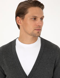 Koyu Gri Melanj Slim Fit Basic D__meli Triko H_rka - Pierre cardin фото 2