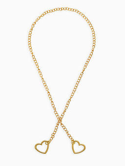 Цепочка на шею «Два сердца», затяжка, цвет золото