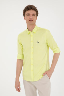 U. S. Polo Assn / Мужская неоново-желтая базовая рубашка с длинным рукавом - U.s. polo assn фото 10
