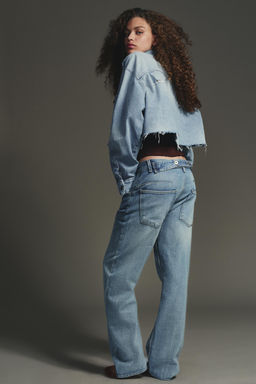 TRF STRAIGHT MID-WAIST BELTED JEANS - Zara фото 3