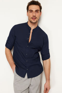 TRENDYOL MAN Koyu Yesil Slim Fit Basic Hakim Yaka Apoletli %100 Pamuklu Keten Gorunumlu Gomlek TMNSS20GO0188 - Trendyolmilla фото 25