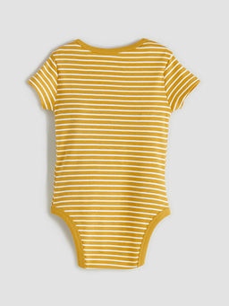 Bisiklet Yaka ?izgili Erkek Bebek ??t??tl? Body