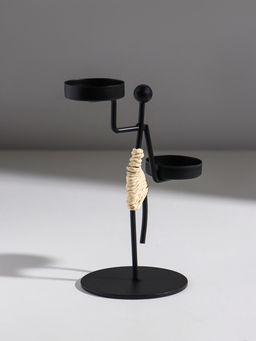 Подсвечник на 2 свечи «Аборигенка танцующая», металл, d=4 см, 10.5×8×16 см