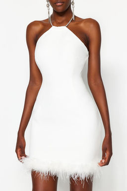 Beyaz Vucuda Oturan Otrisli Parlak Tasl? Dokuma K?sa Abiye Gece Mezuniyet Elbisesi TPRSS23EL00255