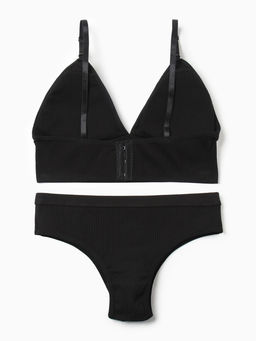 Комплект нижнего белья женский (топ, трусы) Collorista, чёрный, размер 46-48