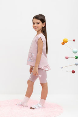 КР 4036/розово-сиреневый,сердечки шорты (велосипедки) для дев