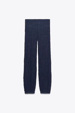 FINE KNIT WRINKLED-EFFECT TROUSERS - Zara фото 8