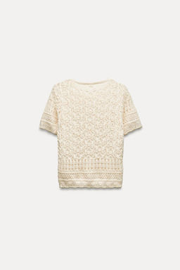 POINTELLE KNIT CARDIGAN WITH FAUX PEARL BUTTONS - Zara фото 6