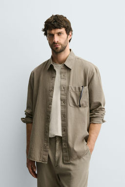 WASHED COTTON-LINEN SHIRT