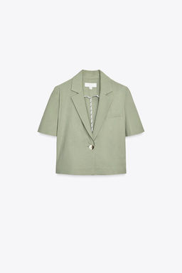 SHORT SLEEVE LINEN BLEND BLAZER - Zara фото 6