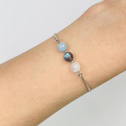 Браслет регулируемый для Скорпиона из Лабрадора, Аквамарина и Лунного камня