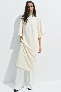 VESTIDO MIDI FLUIDO ZW COLLECTION / Beige claro - Zara фото 9