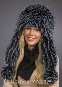 Шапка Сноп экомех енот с ушами блэк