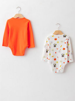 Bisiklet Yaka Uzun Kollu Bask?l? Erkek Bebek ??t??tl? Body 2li - Waikiki фото 2