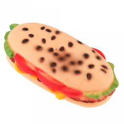 Игрушка для собаки "Чизбургер лонг" 12,5х6х3,5см, с пищалкой, ПВХ, бежевый, "Пэт тойс (Pet toys)" (Китай)