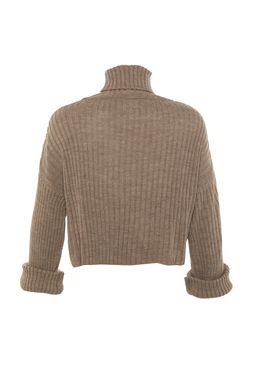 Kahverengi Crop Basic Triko Kazak TWOAW22KZ0223