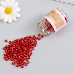 Бисер круглый 6/0 в бутылочке «Красный», прозрачно-цветной 2×20 г, набор 2 шт.
