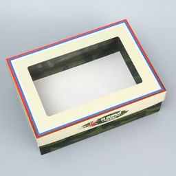 Цена за 5 шт. Коробка складная, крышка-дно, 23 Февраля, 24?17?8 см с окном